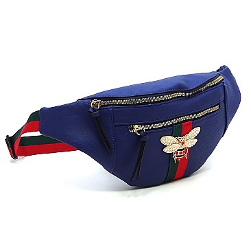 Trendy Queen Bee Stripe Fanny Pack Waist Bag