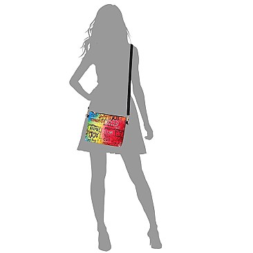 Fashionable Multi Graffiti 2-in-1 Bucket Shoulder Bag Hobo Set