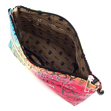 Fashionable Multi Graffiti 2-in-1 Bucket Shoulder Bag Hobo Set