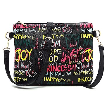 Fashionable Multi Graffiti 2-in-1 Bucket Shoulder Bag Hobo Set