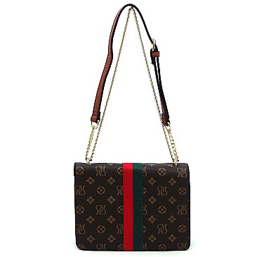 Monogram Queen Bee StripeFlap Crossbody Bag