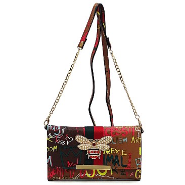 Queen Bee Stripe Graffiti Crossbody - Wallet