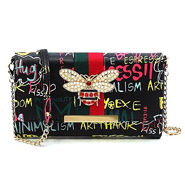 Queen Bee Stripe Graffiti Crossbody - Wallet