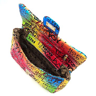 Quilted Graffiti Bag with Crystal Stonned word "PRETTY"