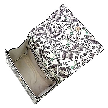 100 Dollar Bills C-Notes Queen Bee Stripe 2-in-1 Boxy Satchel