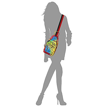 Fashionable Multi Graffiti Sling Backpack