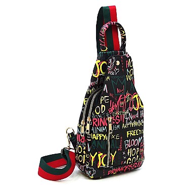 Fashionable Multi Graffiti Sling Backpack