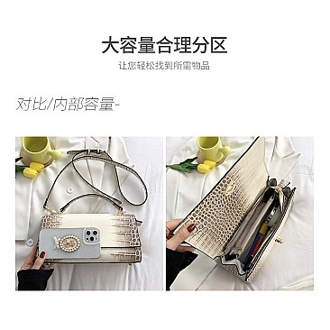 FASHION EMBOSSED ANIMAL PRINT CROSS BODY BAG