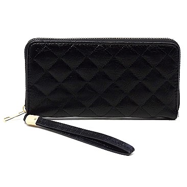 Lovely Quilted Zip Around Wallet Wristlet