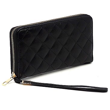 Lovely Quilted Zip Around Wallet Wristlet