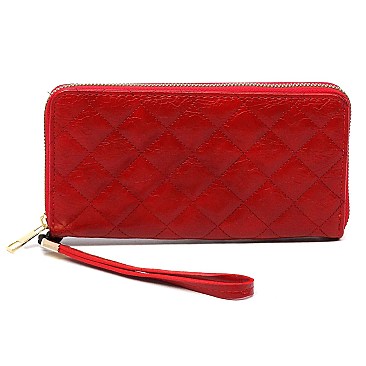 Lovely Quilted Zip Around Wallet Wristlet