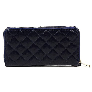 Lovely Quilted Zip Around Wallet Wristlet