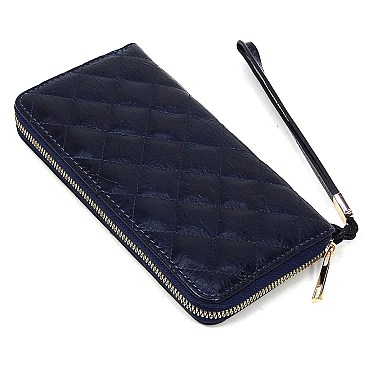 Lovely Quilted Zip Around Wallet Wristlet