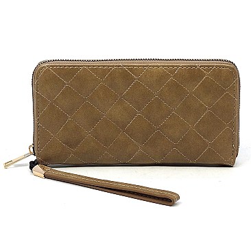 Lovely Quilted Zip Around Wallet Wristlet