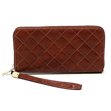 Lovely Quilted Zip Around Wallet Wristlet