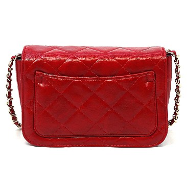 Fashion Quilted Patent Flap Over Crossbody