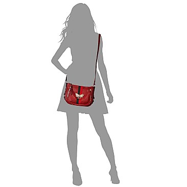 Dual zippered Saddle Crossbody Bag
