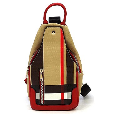 Trendy Plaid Check Sling Backpack