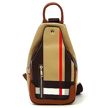 Trendy Plaid Check Sling Backpack