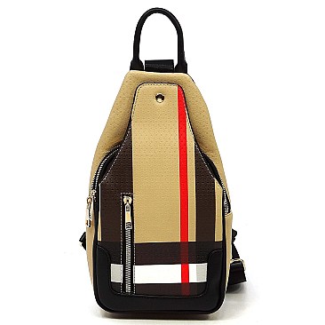 Trendy Plaid Check Sling Backpack