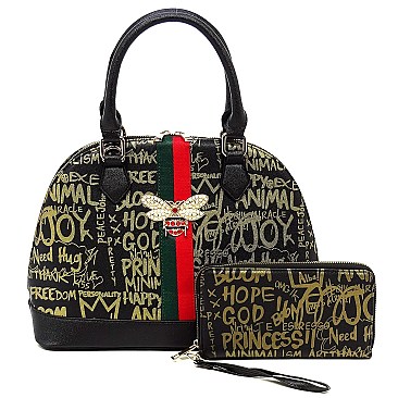 2-in-1 Stylish Multi Graffiti Dome Satchel