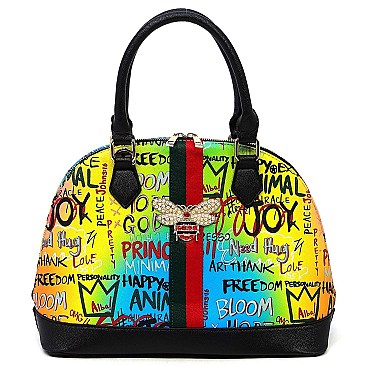 2-in-1 Stylish Multi Graffiti Dome Satchel