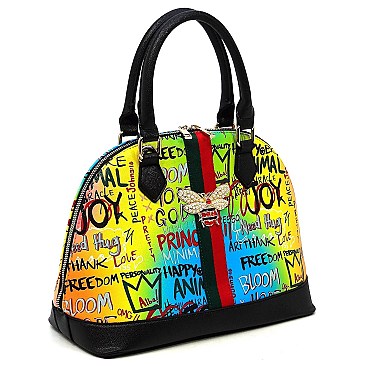 2-in-1 Stylish Multi Graffiti Dome Satchel