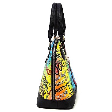 2-in-1 Stylish Multi Graffiti Dome Satchel