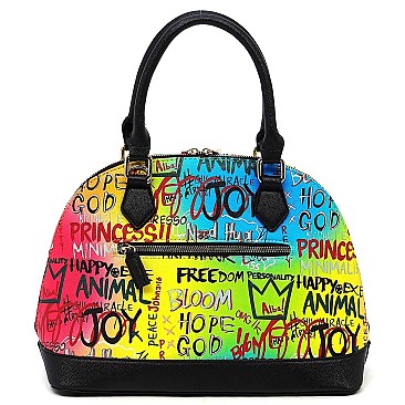 2-in-1 Stylish Multi Graffiti Dome Satchel