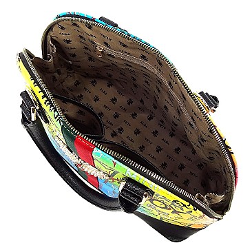 2-in-1 Stylish Multi Graffiti Dome Satchel