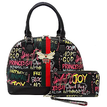 2-in-1 Stylish Multi Graffiti Dome Satchel