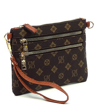 CM Monogram Multi Zip Clutch Crossbody Bag Wristlet