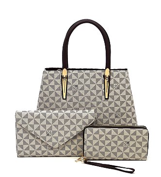 3-in-1  Monogram Top Handle Satchel Set