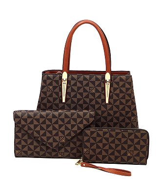 3-in-1  Monogram Top Handle Satchel Set