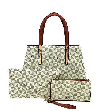 3-in-1  Monogram Top Handle Satchel Set