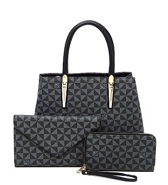 3-in-1  Monogram Top Handle Satchel Set