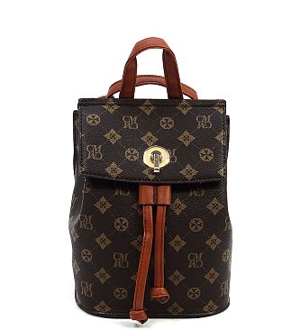 CM Monogram Convertible Drawstring Backpack Satchel