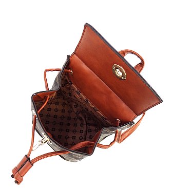 CM Monogram Convertible Drawstring Backpack Satchel