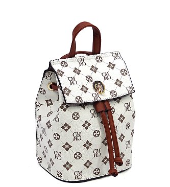 CM Monogram Convertible Drawstring Backpack Satchel