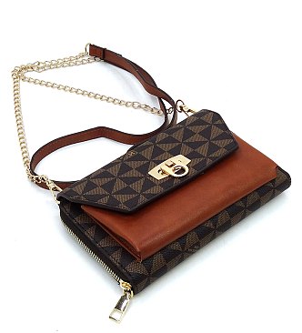 Monogram Zip Around Crossbody Clutch Wallet
