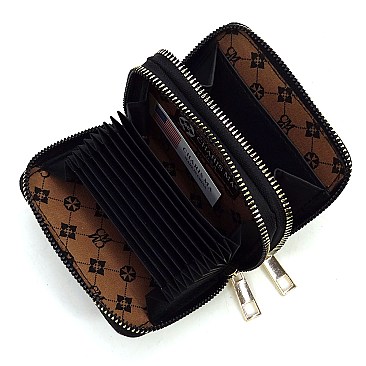 Monogrammed Accordion Card Holder Double Zip Wallet