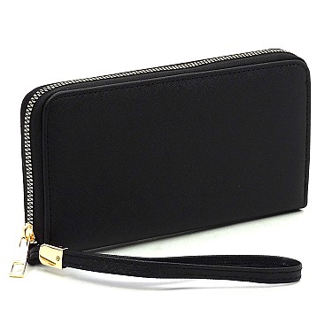 Saffiano Zipper Around Wallet Wristlet