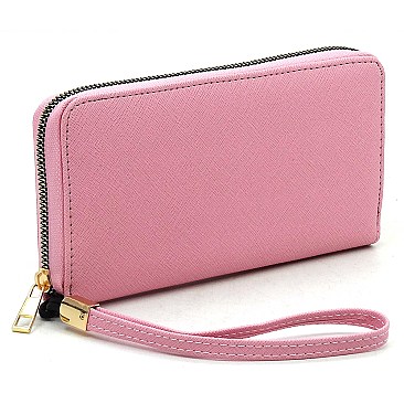 Saffiano Zipper Around Wallet Wristlet