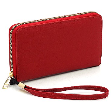 Saffiano Zipper Around Wallet Wristlet