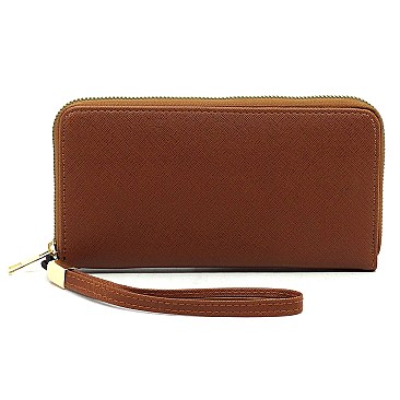 Saffiano Zipper Around Wallet Wristlet