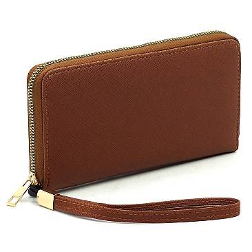 Saffiano Zipper Around Wallet Wristlet