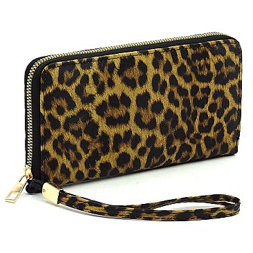 Saffiano Zipper Around Wallet Wristlet