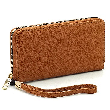 Saffiano Zipper Around Wallet Wristlet