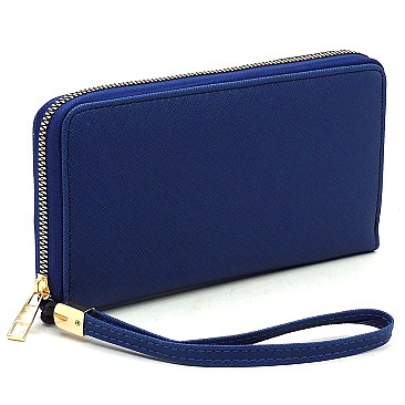 Saffiano Zipper Around Wallet Wristlet