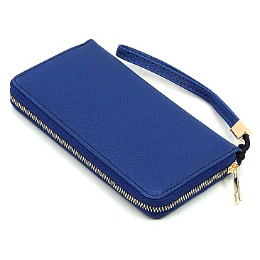 Saffiano Zipper Around Wallet Wristlet